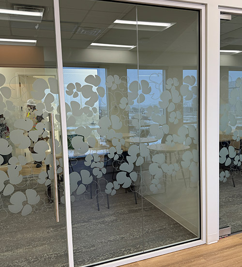 cut pattern frosted film installation